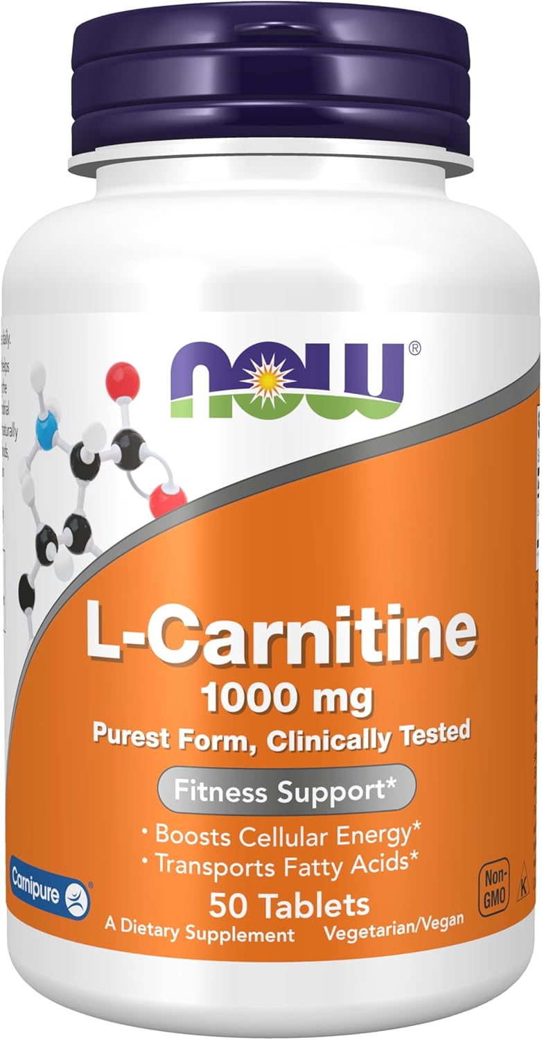NOW Foods L-Carnitine 1,000 mg Tablets - Purest Form Amino Acid Supplement for Fitness Support