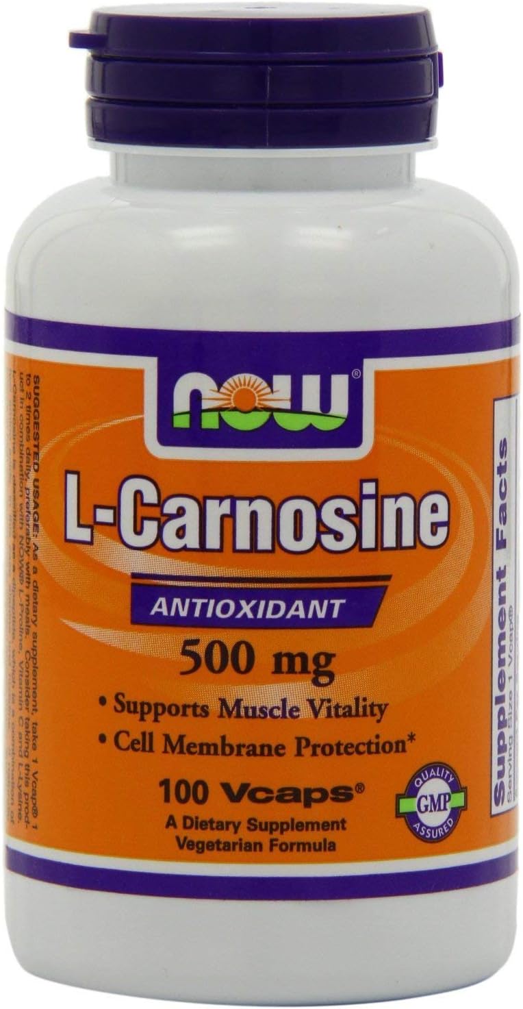 Now Foods L-Carnosine 500mg 100 VegiCapsules x2 - Pack of Two