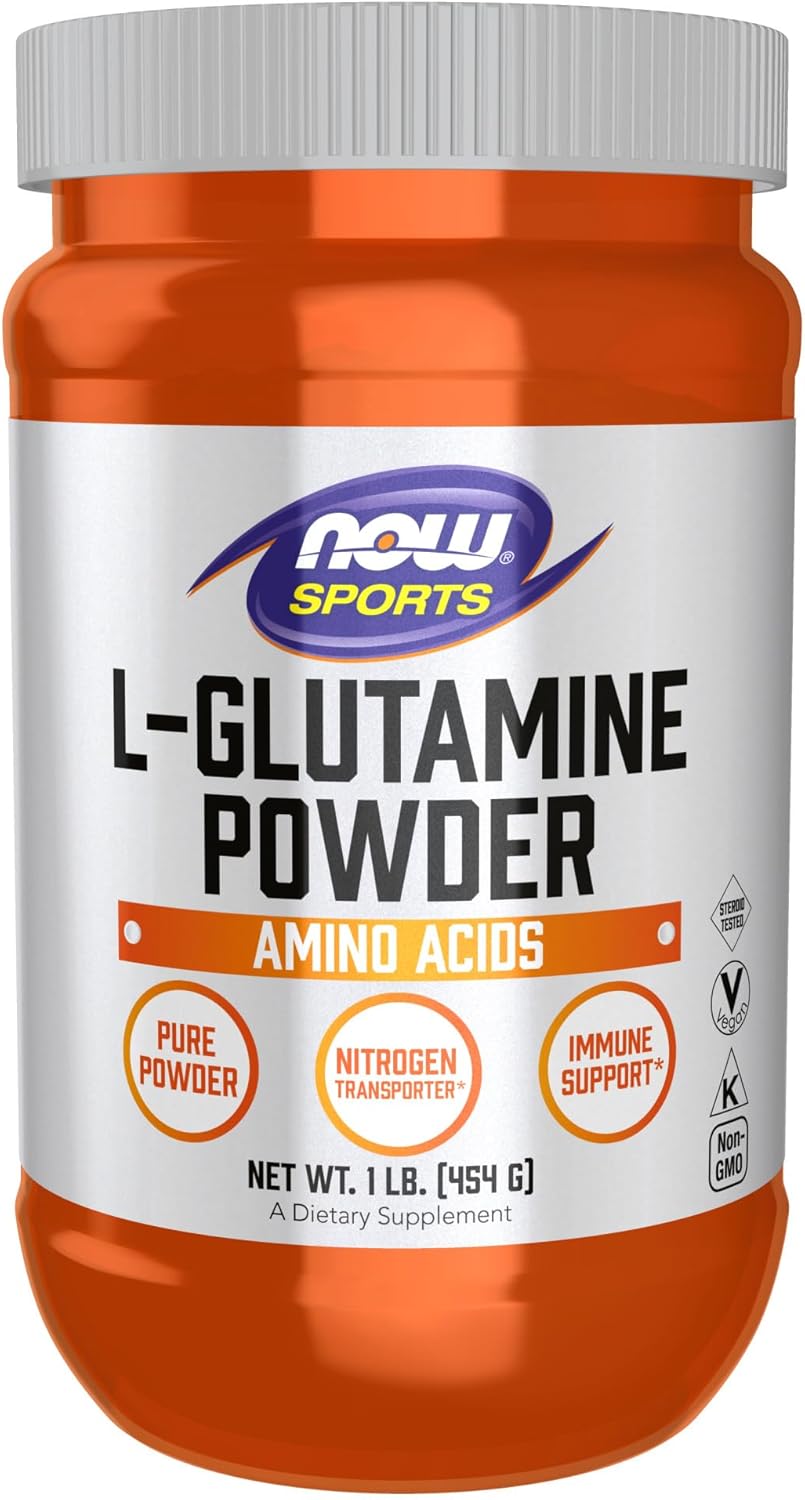 NOW Foods L-Glutamine Pure Powder 1lb - Amino Acid Nitrogen Transporter for Sports Nutrition