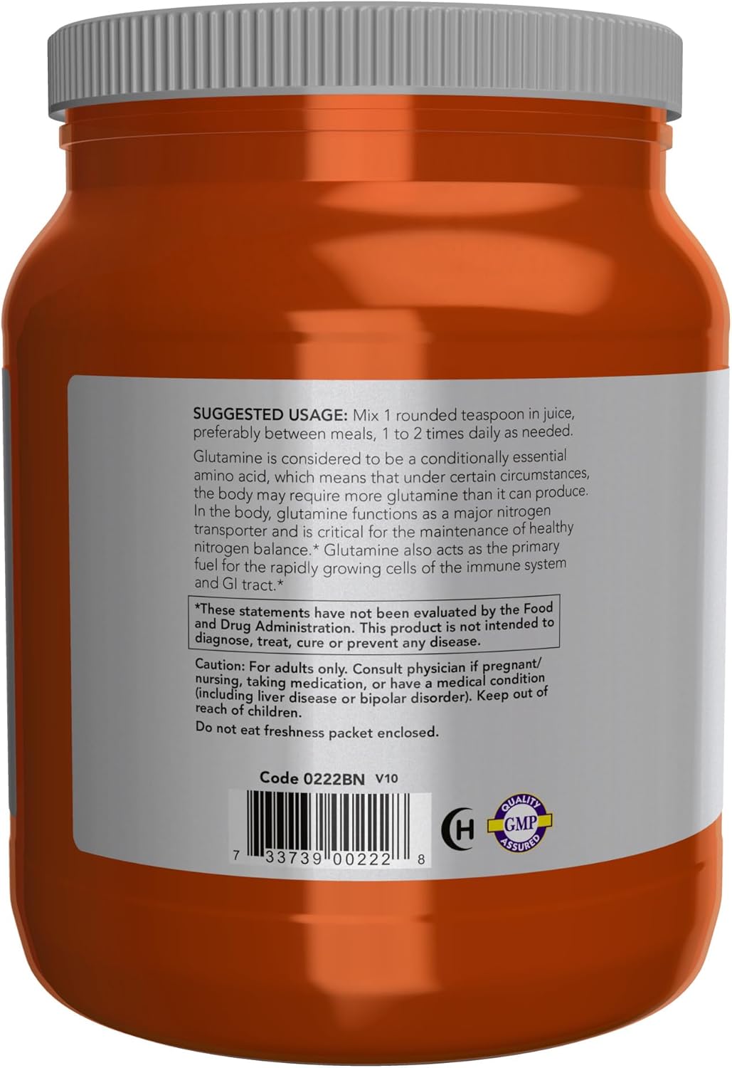 NOW Foods L-Glutamine Pure Powder for Sports Nutrition, Nitrogen Transporter, Amino Acid Supplement - 35.3-Ounce Jar