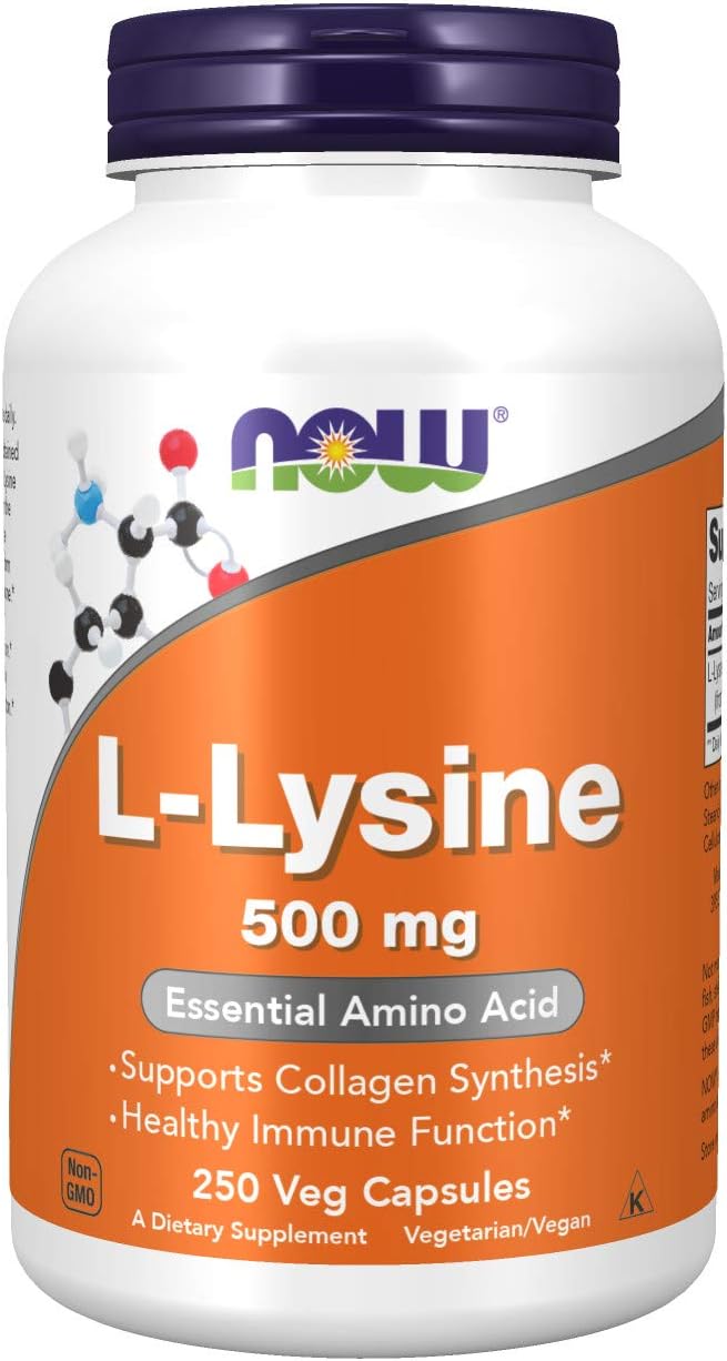 Now Foods L-Lysine 500 mg Capsules - 2 Pack of 250 Capsules