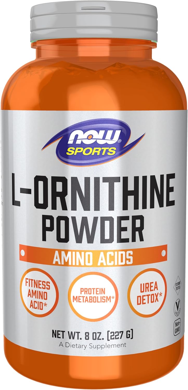 NOW Foods L-Ornithine Powder for Protein Metabolism and Urea Detox - Amino Acids Supplement, 8 oz