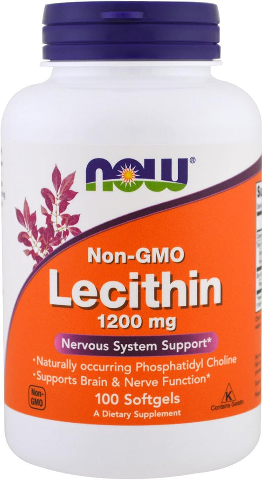 Now Foods Lecithin Softgels, 1200 mg, 100 Count (Pack of 2) - Non-GMO, Soy-Free Supplement