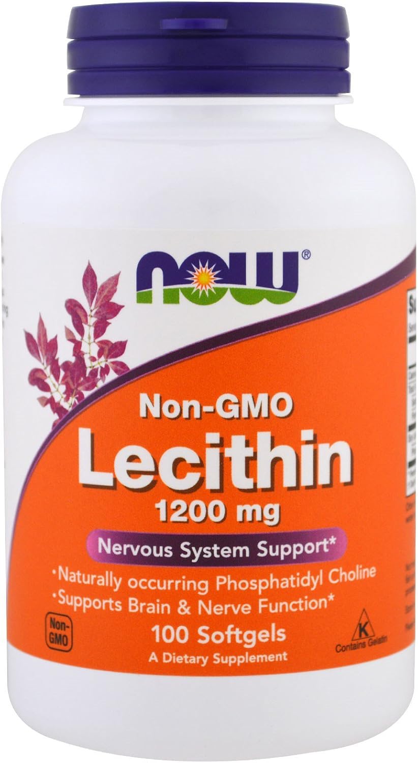 Now Foods Lecithin Softgels, 1200 mg, 100 Count (Pack of 2) - Non-GMO, Soy-Free Supplement