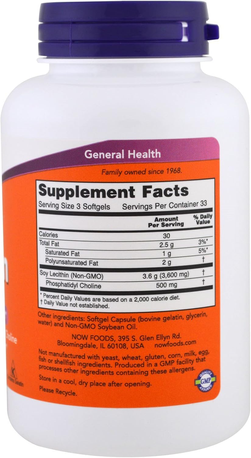 Now Foods Lecithin Softgels, 1200 mg, 100 Count (Pack of 2) - Non-GMO, Soy-Free Supplement
