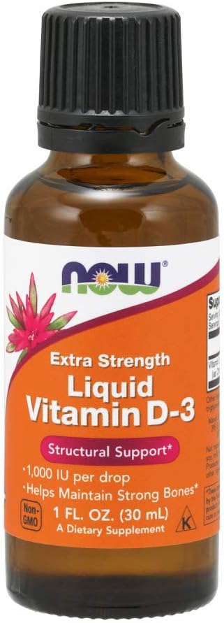 NOW Foods Liquid Vitamin D3 Extra Strength - 1000 IU - 1 fl oz - High Potency Vitamin D Supplement