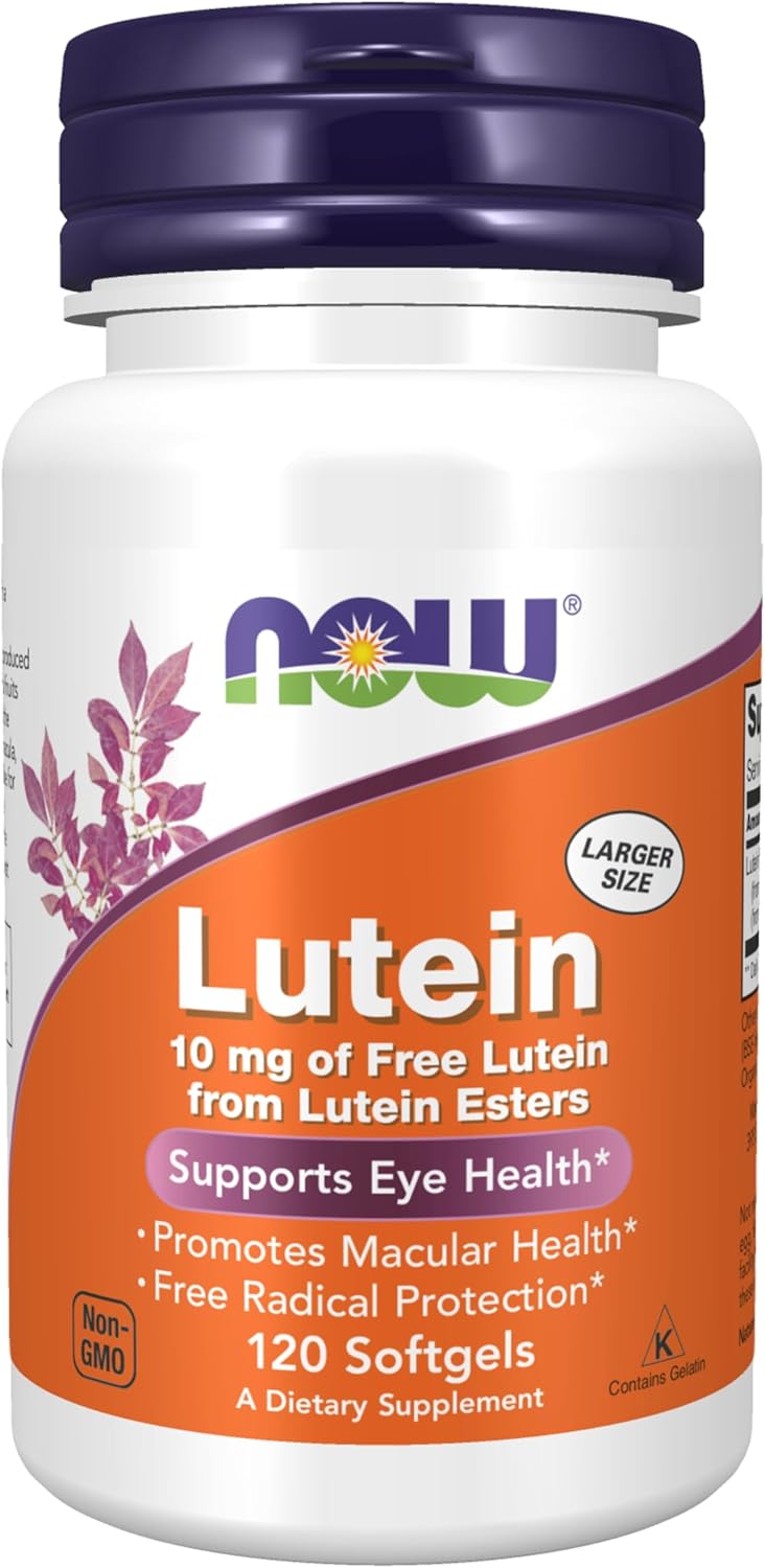 NOW Foods Lutein Softgels, 10 mg, 2-Pack - Eye Health and Antioxidant Support