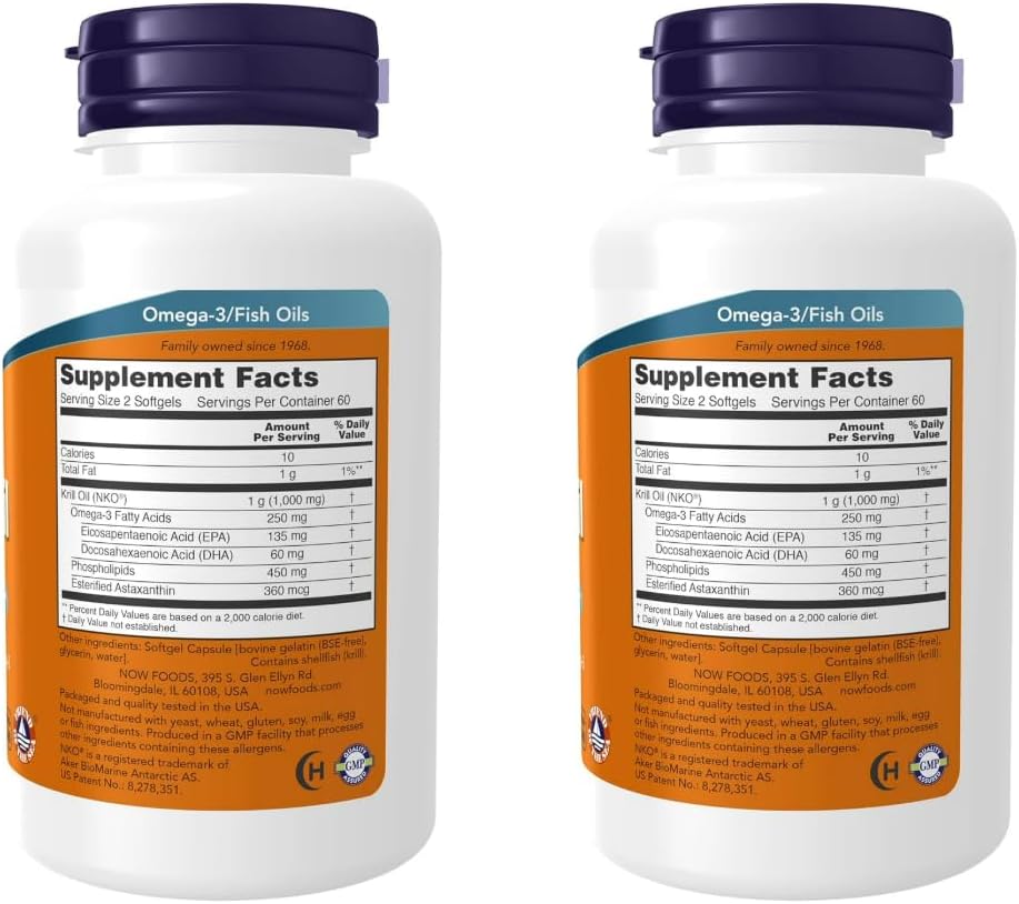 NOW Foods Neptune Krill Oil 500 mg Softgels - Pack of 2, Omega-3 Cardiovascular Support, Pill Organizer Included