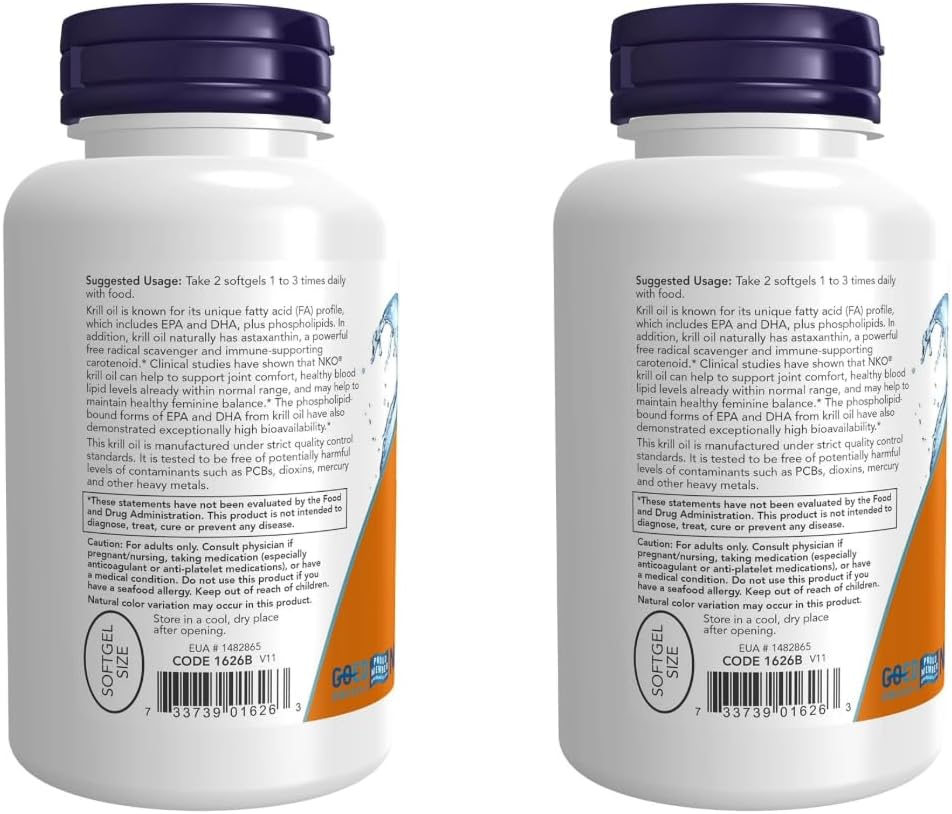 NOW Foods Neptune Krill Oil 500 mg Softgels - Pack of 2, Omega-3 Cardiovascular Support, Pill Organizer Included