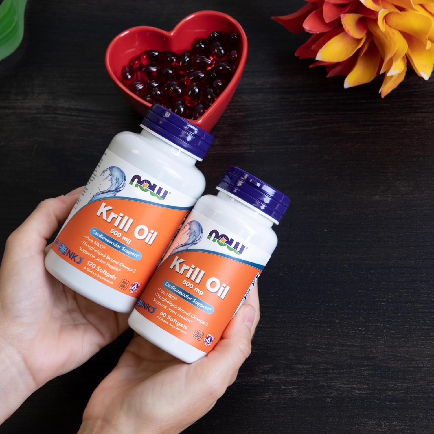 NOW Foods Neptune Krill Oil 500 mg Softgels for Cardiovascular Support - Omega-3 Phospholipid Formula (60 ct)