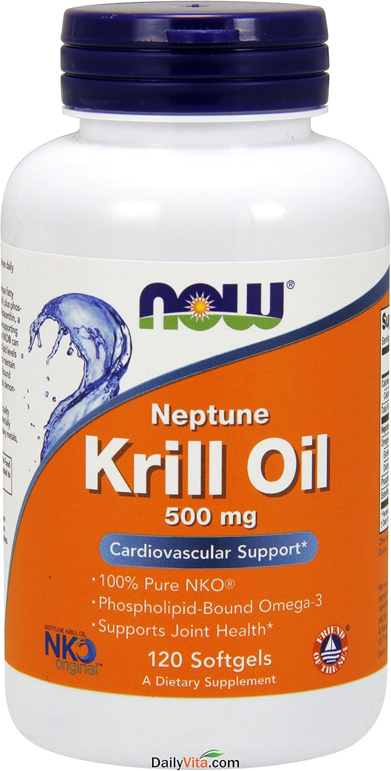 Now Foods Neptune Krill Oil 500mg - 2 Pack, 120 Softgels - Omega-3 Supplement for Heart Health & Joint Support