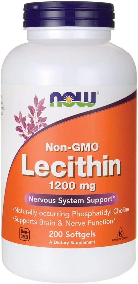 Now Foods Non-GMO Lecithin Softgels 1,200 mg - 200 Count Bottle