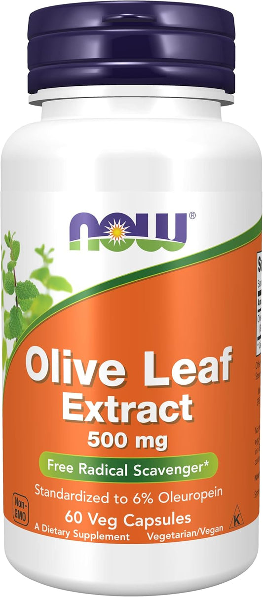NOW Foods Olive Leaf Extract Capsules - 500mg, 60 Vegetarian Capsules