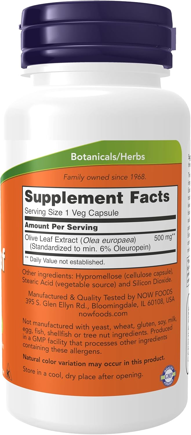 NOW Foods Olive Leaf Extract Capsules - 500mg, 60 Vegetarian Capsules