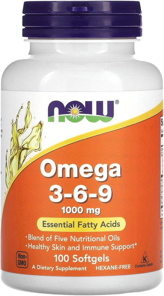 NOW Foods Omega 3-6-9 Softgels, 1,000 mg, 100 Count - Essential Fatty Acids Supplement