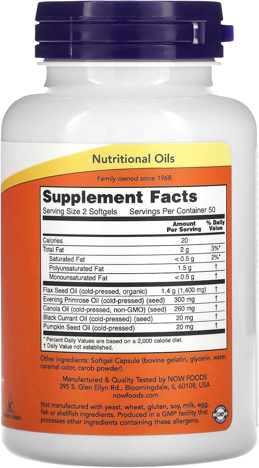 NOW Foods Omega 3-6-9 Softgels, 1,000 mg, 100 Count - Essential Fatty Acids Supplement