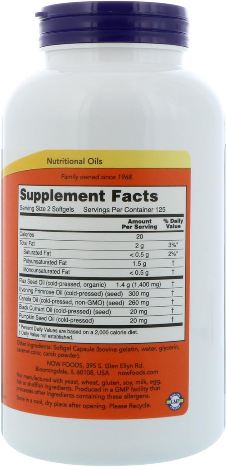 NOW Foods Omega 3-6-9 Softgels, 1000 mg, 2-Pack, 500 Total Softgels