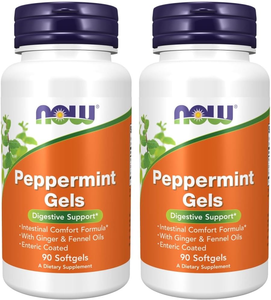Now Foods Peppermint Softgels Enhanced with Ginger and Fennel Oils - 180 Softgels in Total