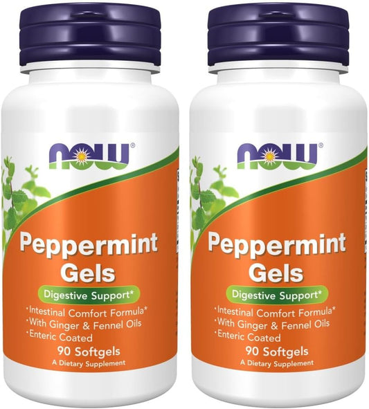 Now Foods Peppermint Softgels Enhanced with Ginger and Fennel Oils - 180 Softgels in Total