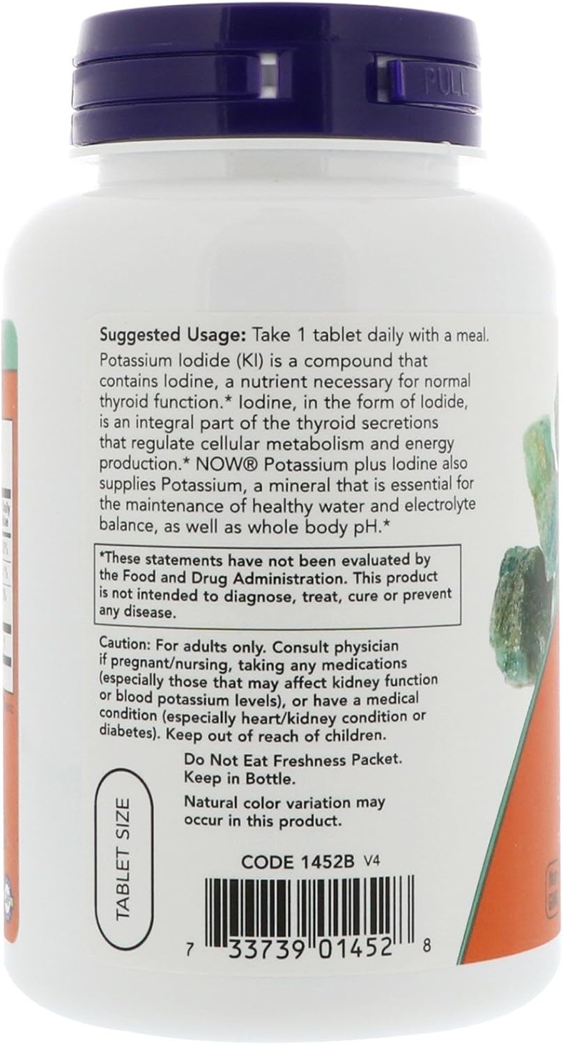 NOW Foods Potassium Iodide Supplement with 180 Tablets for Immune Support and Thyroid Health