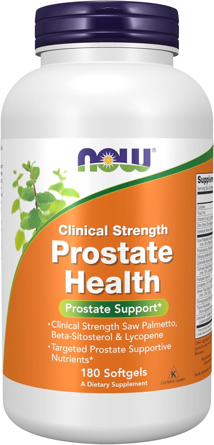 NOW Foods Prostate Health Supplements - 180 Softgels with Clinical Strength Saw Palmetto, Beta-Sitosterol, and Lycopene for Men's Health