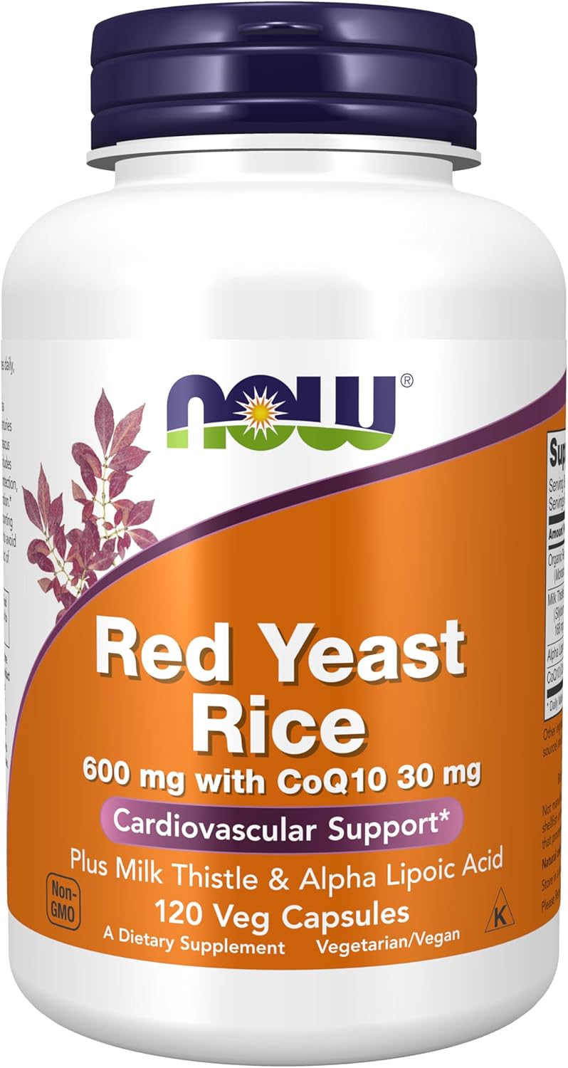 NOW Foods Red Yeast Rice with CoQ10, Milk Thistle, and Alpha Lipoic Acid - 120 Veg Capsules
