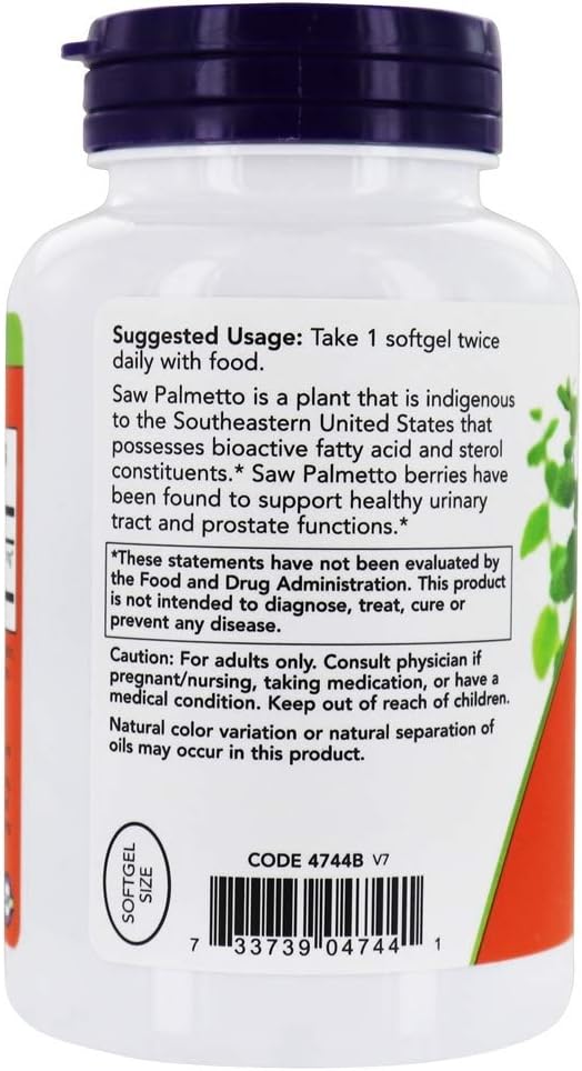 NOW Foods Saw Palmetto Extract Softgels - 240 Count, 160 mg - Prostate Health Support Supplement