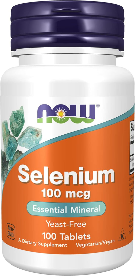 Now Foods Selenium Supplement - High Potency 100mcg Tablets - 100 Count