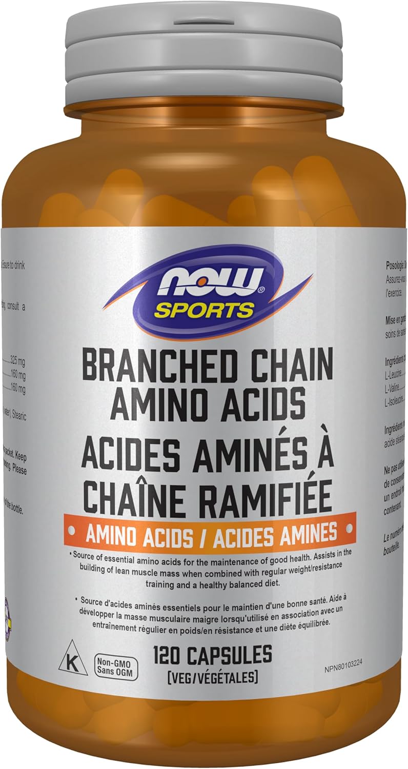 NOW Foods Sports Nutrition BCAA Supplement, 120 Vegetarian Capsules with Leucine, Isoleucine, and Valine