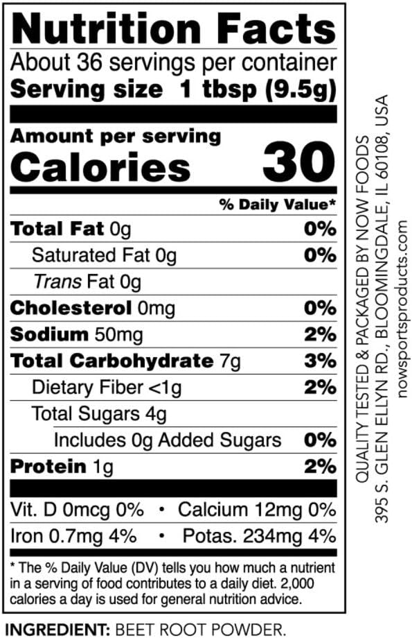 NOW Foods Sports Nutrition Beet Root Powder 12oz - Superfood Packed with Natural Nitrates for Enhanced Performance