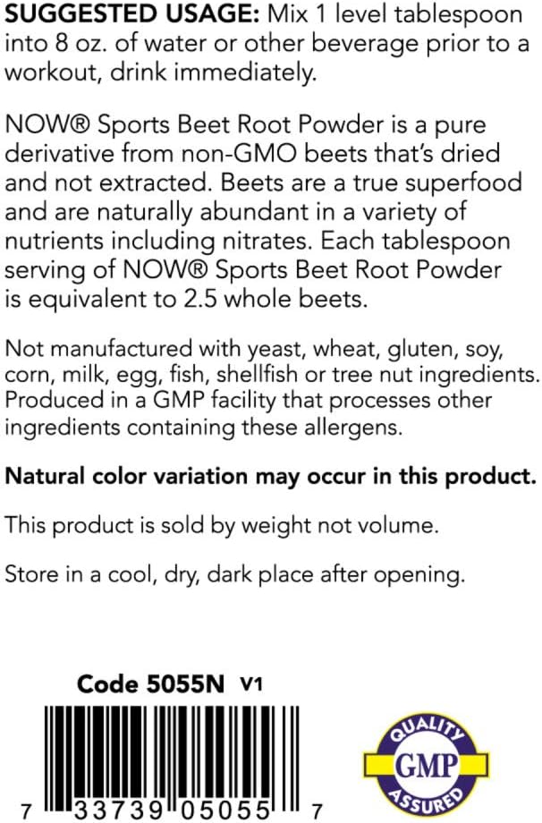 NOW Foods Sports Nutrition Beet Root Powder 12oz - Superfood Packed with Natural Nitrates for Enhanced Performance