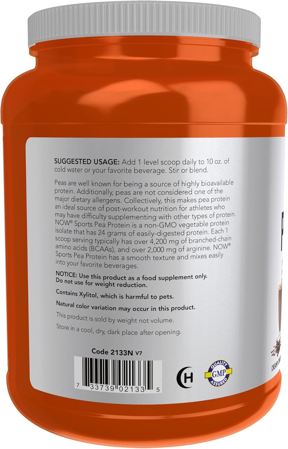 NOW Foods Sports Nutrition: Creamy Chocolate Pea Protein Powder, 24g, Easily Digestible, 2lb