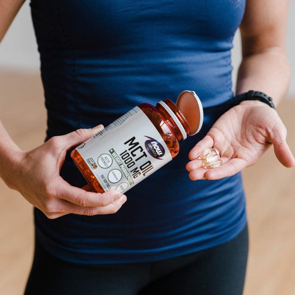 NOW Foods Sports Nutrition MCT Oil Softgels 1000mg for Weight Management - Pack of 150