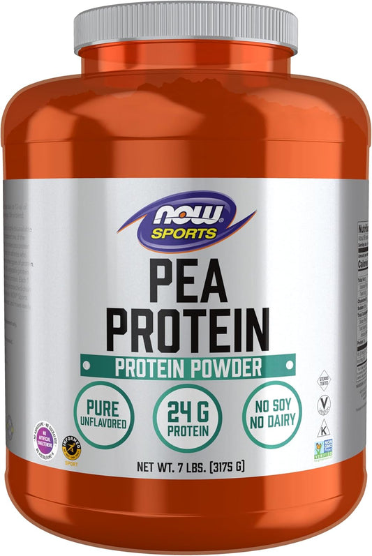NOW Foods Sports Nutrition Pea Protein Powder - 24g Protein, Fast Absorption, Unflavored - 7lb