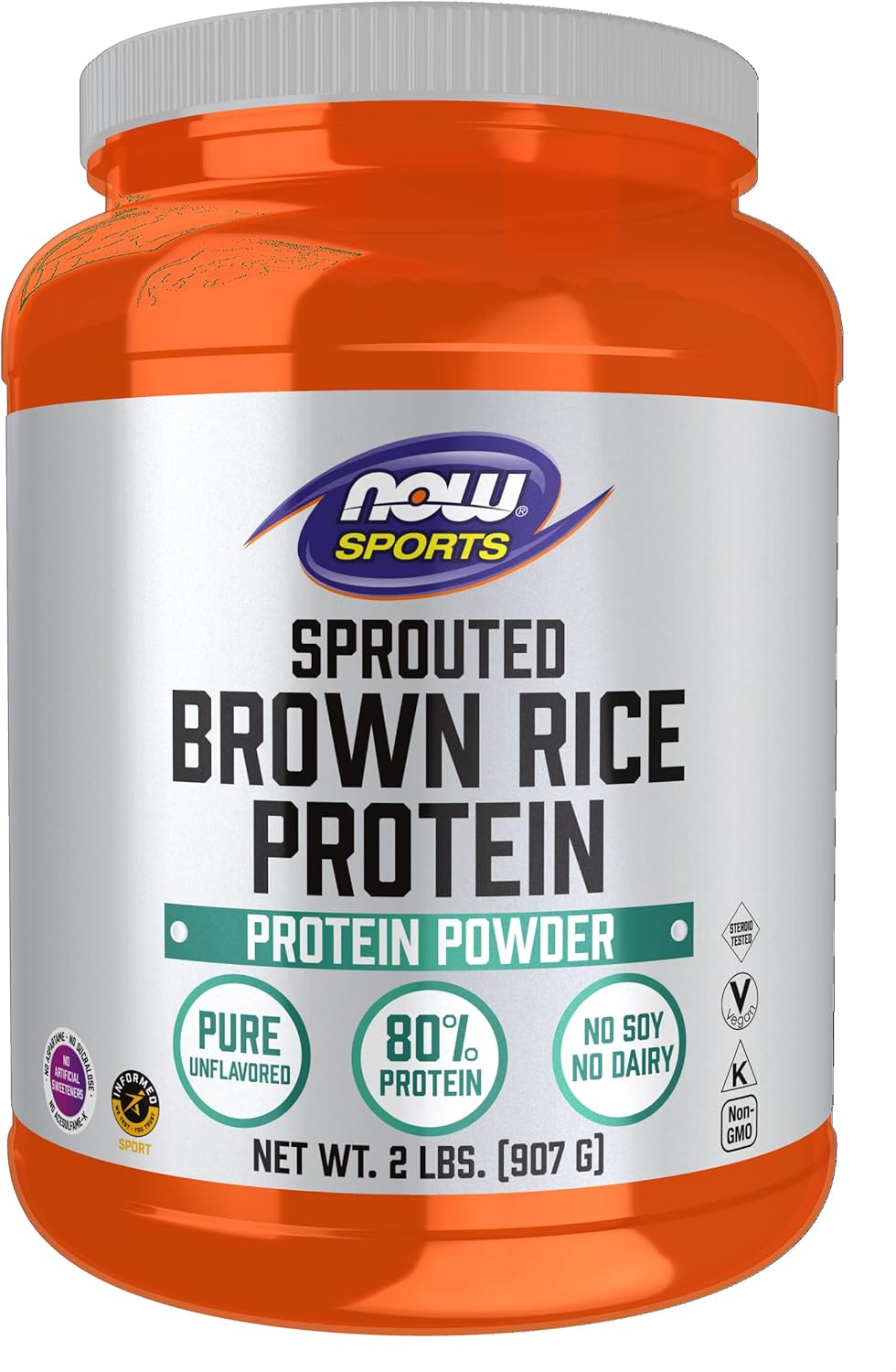 NOW Foods Sports Nutrition Sprouted Brown Rice Protein Powder - 80% Protein, Unflavored 2lb