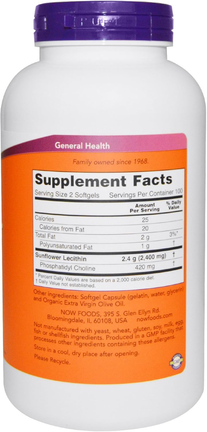 Now Foods Sunflower Lecithin 1200mg Softgels - 400 Count (2 Pack)