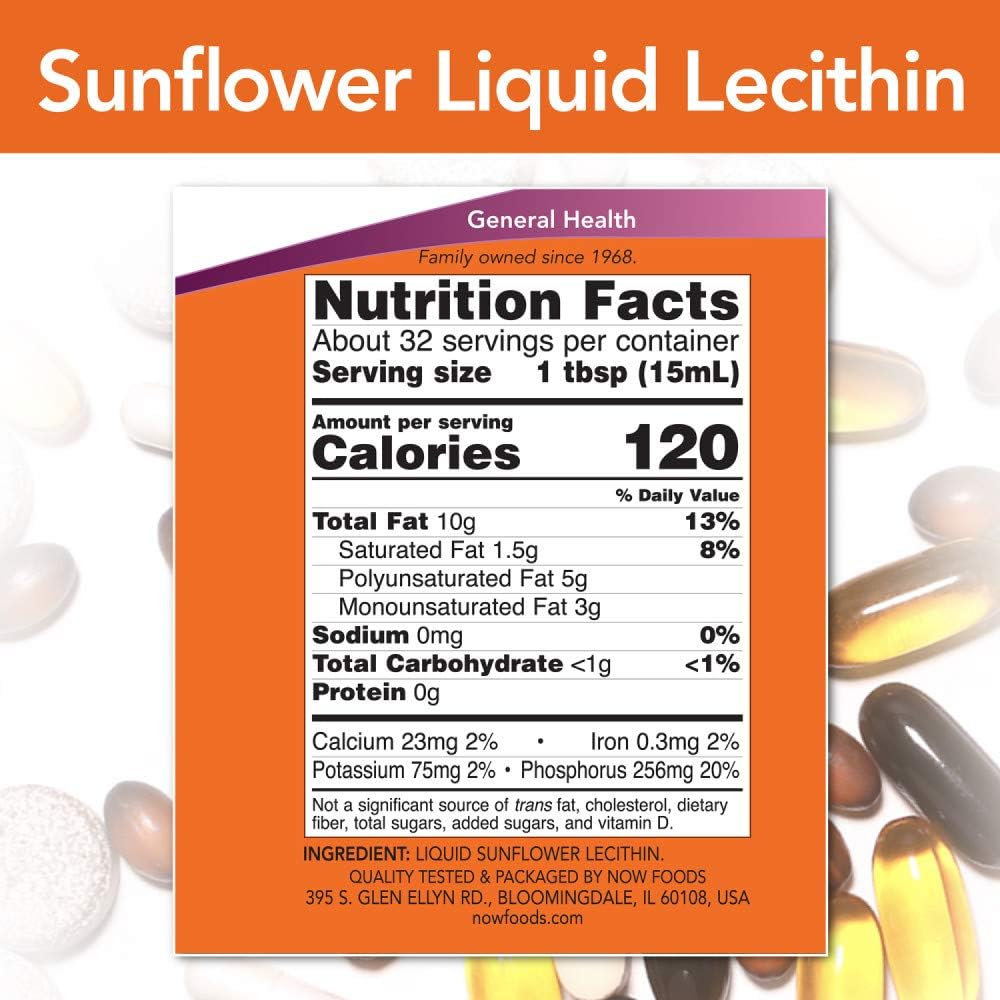Now Foods Sunflower Liquid Lecithin 16 fl oz (473 ml) - Pack of 2 - Non-GMO Emulsifier Supplement
