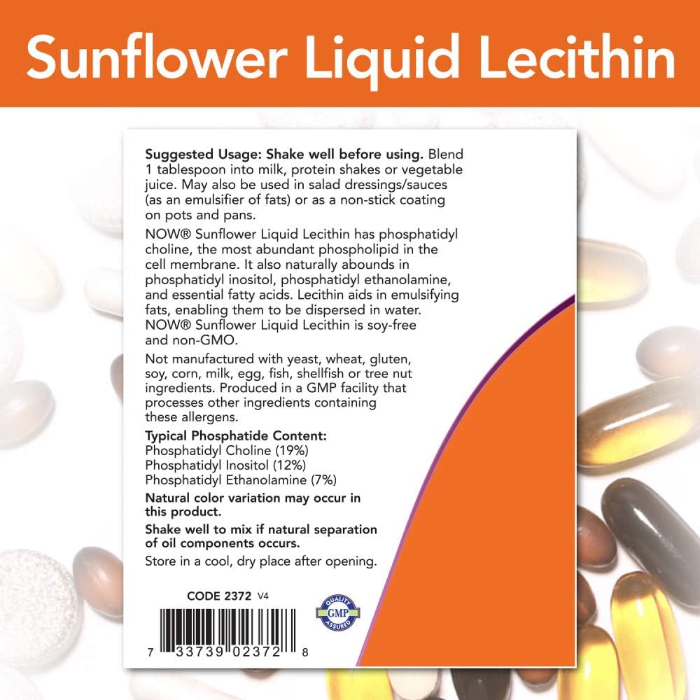 Now Foods Sunflower Liquid Lecithin 16 fl oz (473 ml) - Pack of 2 - Non-GMO Emulsifier Supplement
