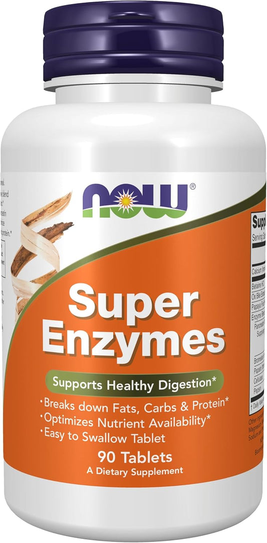NOW Foods Super Enzymes Supplement - 90 Tablets for Digestive Health