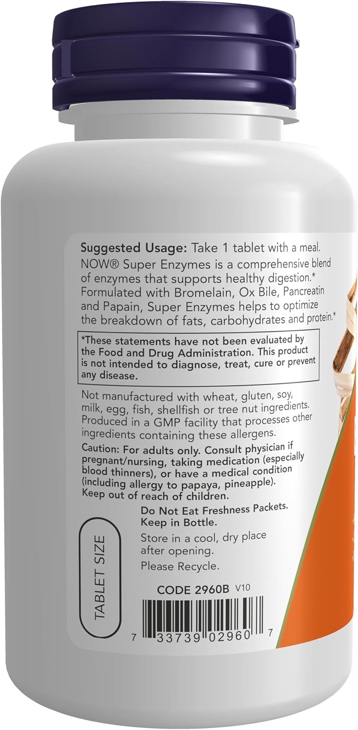 NOW Foods Super Enzymes Supplement - 90 Tablets for Digestive Health