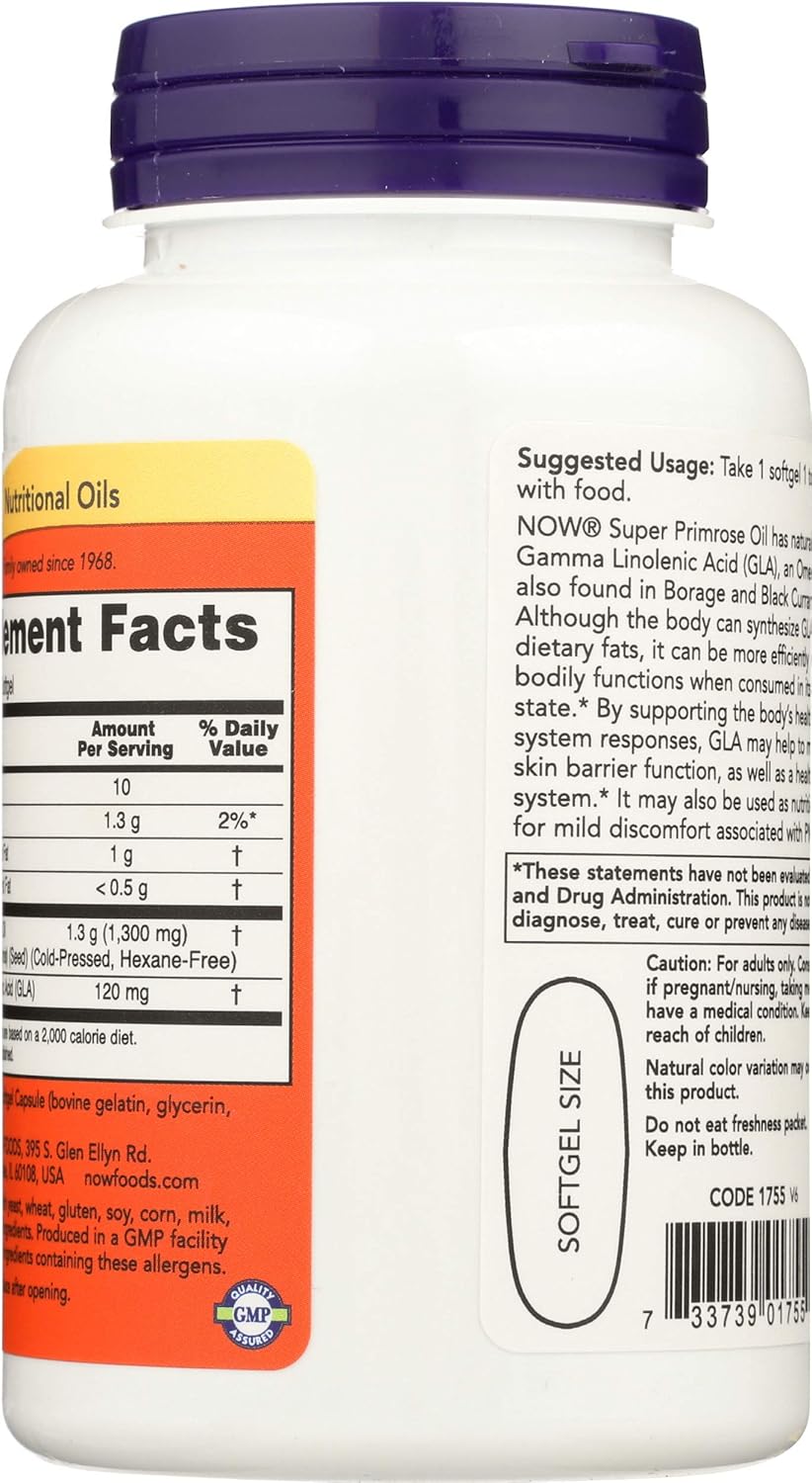 Now Foods Super Primrose Oil Supplement - 1300mg, 60 Softgels
