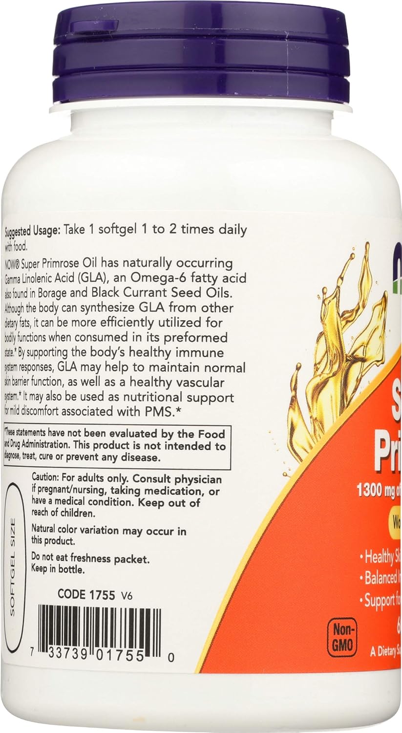 Now Foods Super Primrose Oil Supplement - 1300mg, 60 Softgels