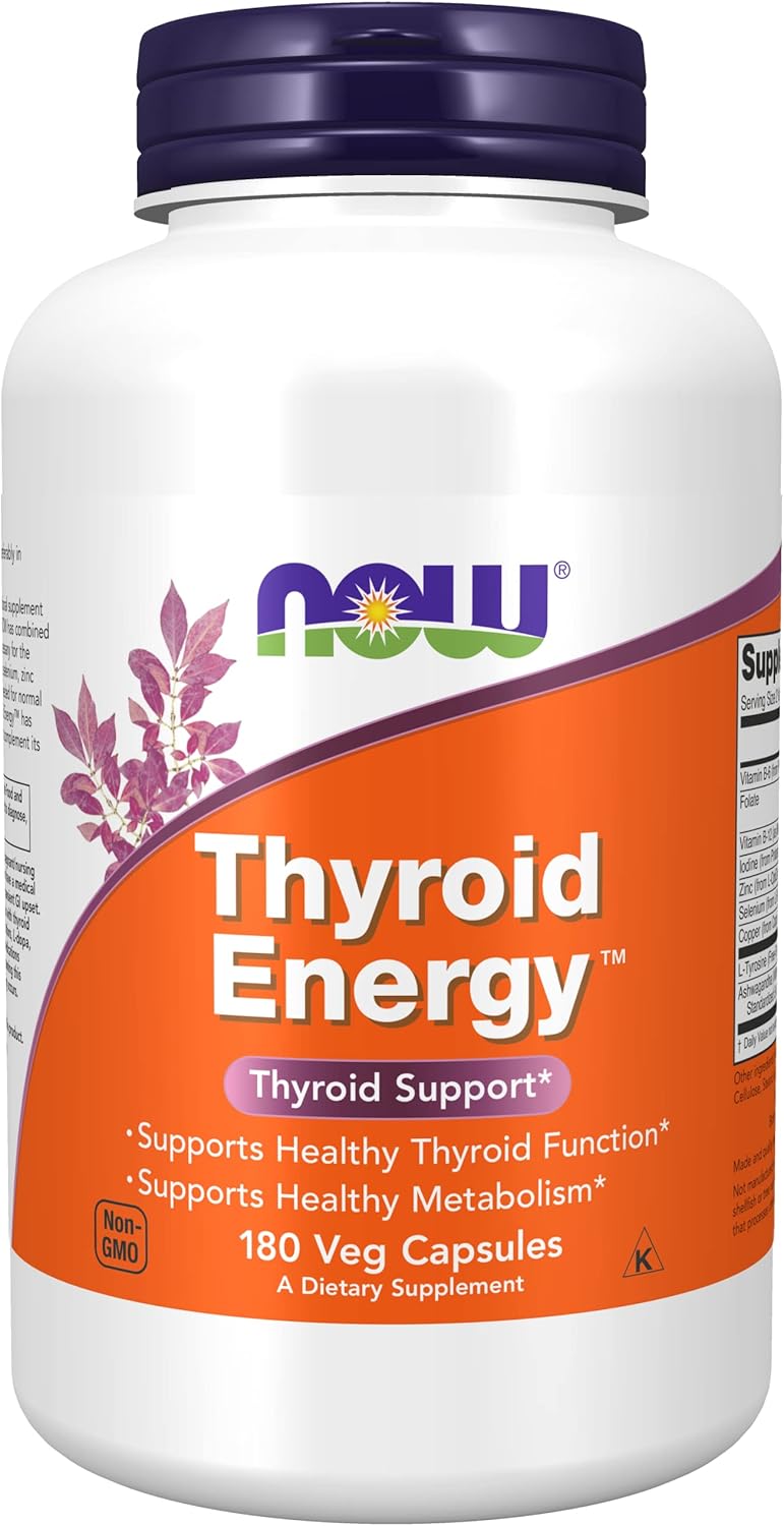 Now Foods Thyroid Energy 180 Vcaps - Pack of 2 for Healthy Thyroid Function and Energy Support