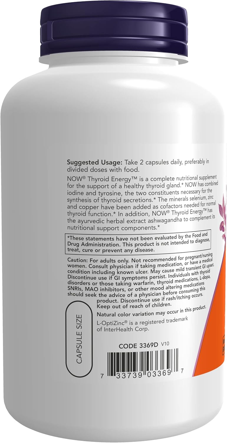 Now Foods Thyroid Energy 180 Vcaps - Pack of 2 for Healthy Thyroid Function and Energy Support
