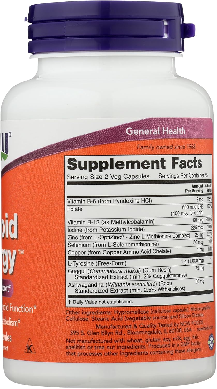 NOW FOODS Thyroid Energy Supplement, 90 Capsules - Supports Healthy Thyroid Function and Metabolism