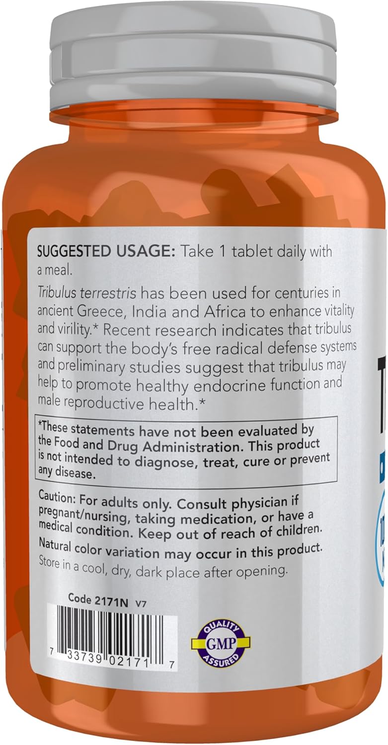 NOW Foods Tribulus Terrestris 1000mg Double Strength Men's Health Supplement 90 Tablets