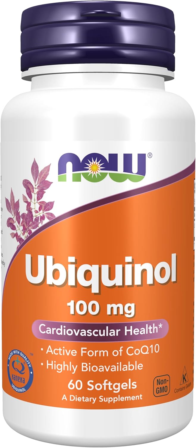 NOW Foods Ubiquinol 100 mg Softgels - High Bioavailability CoQ10 Supplement (60 Count)