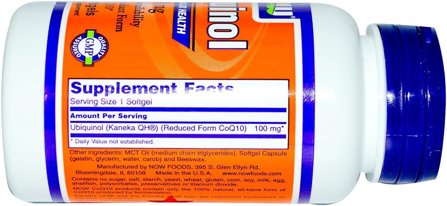 NOW Foods Ubiquinol 100mg Softgels - 60 Count
