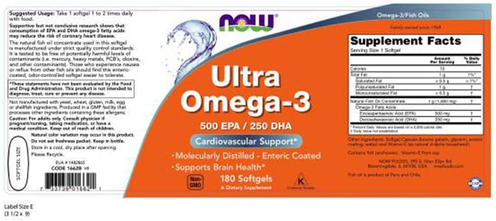 Now Foods Ultra Omega-3 Softgels, 3 Pack - 180 Count