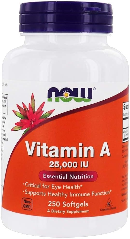 NOW Foods Vitamin A 25,000 IU 250 Softgels - High Potency Supplement